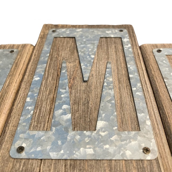 Farmhouse Barnyard Wood and Metal HOME Typeface Shelf Decor - Picture 4 of 5